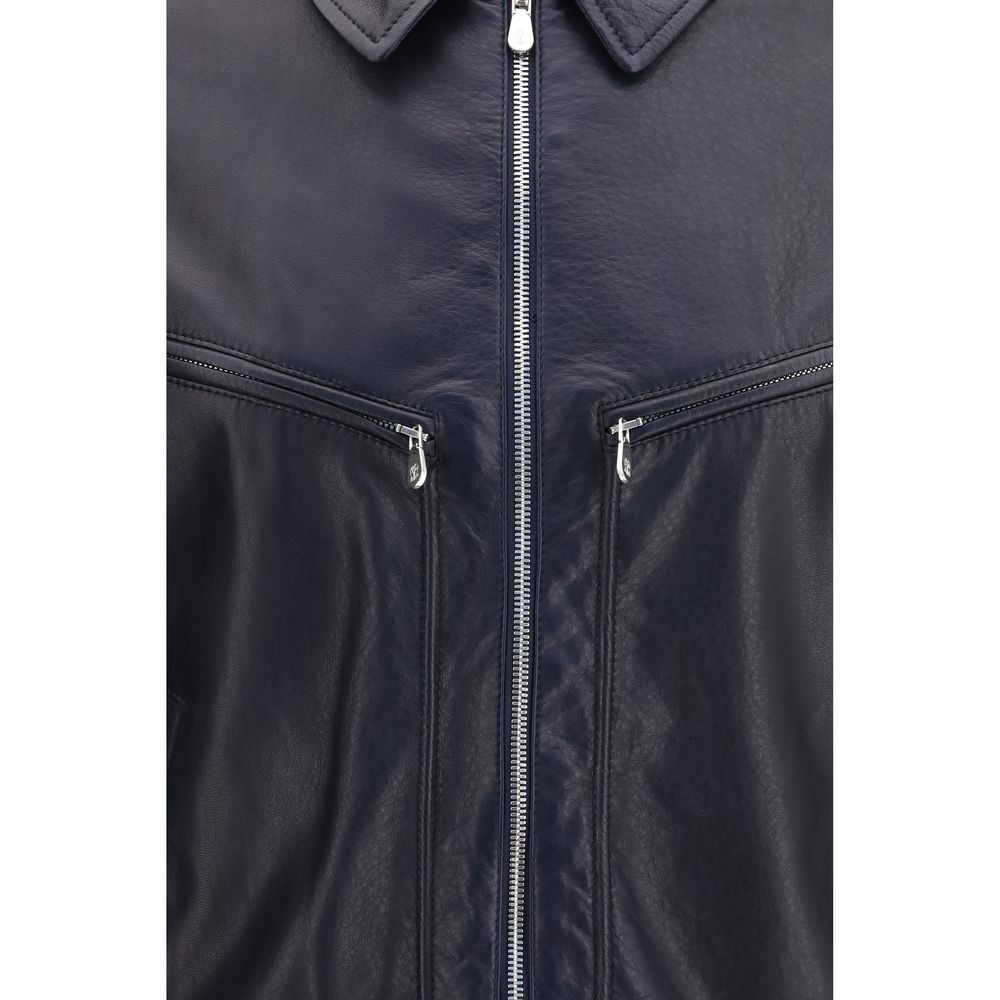 Brunello Cucinelli Blaue Kalbslederjacke Bos Taurus
