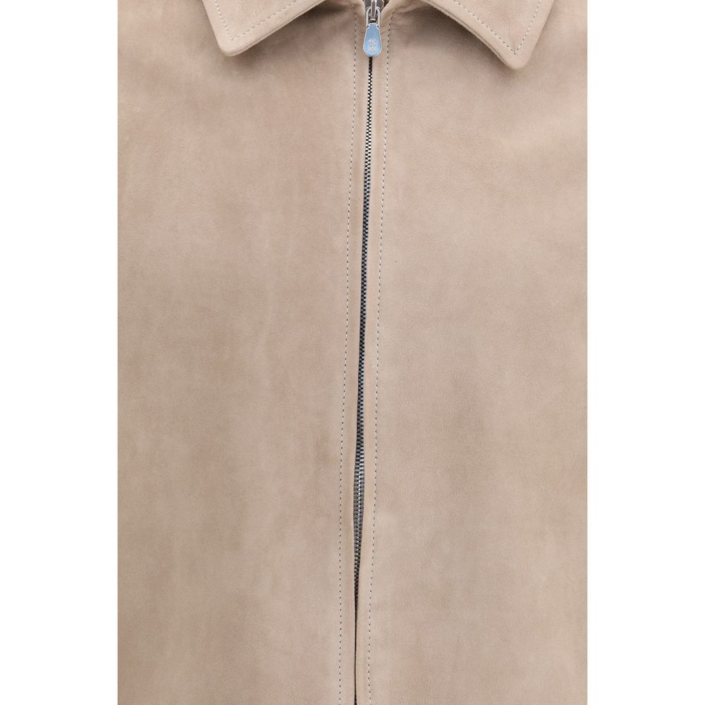 Brunello Cucinelli Beige Kalbsleder Bos Taurus Bomberjacke