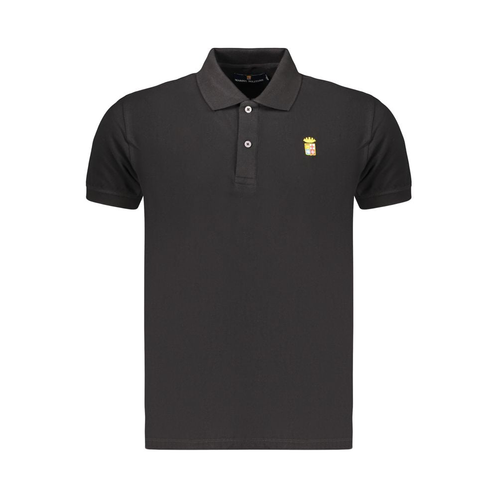 Marina Militare Schwarzes Baumwoll-Poloshirt für Herren