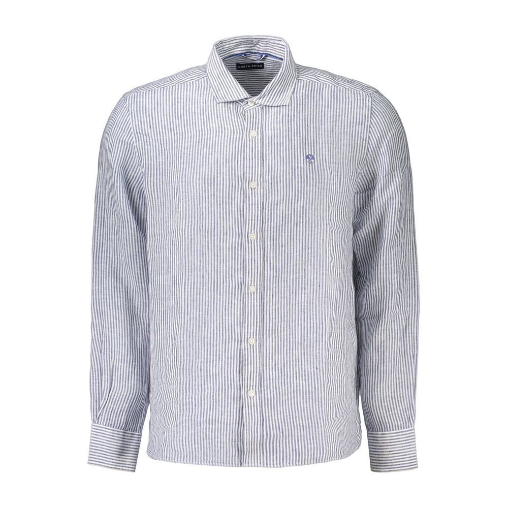 North Sails Blaues Leinenhemd mit Muster