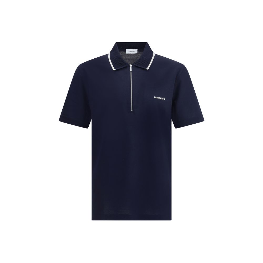 Ferragamo Blaues Baumwoll-Polohemd