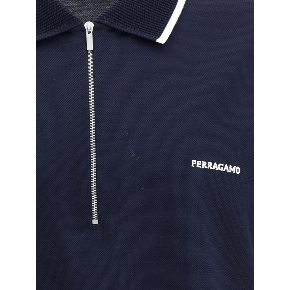 Ferragamo Blaues Baumwoll-Polohemd