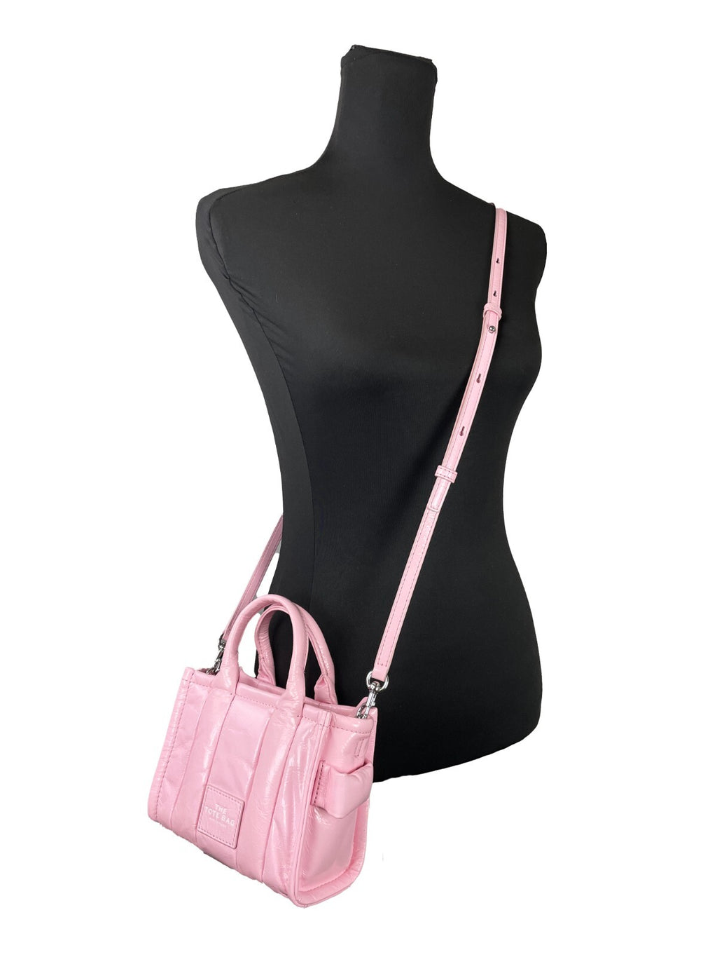 Marc Jacobs The Shiny Crinkle Micro Tote Bubblegum Leder Crossbody-Tasche