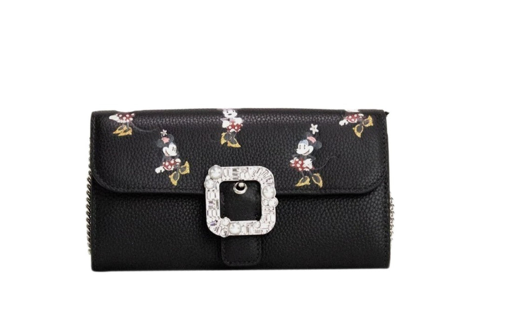 Kate Spade X Disney Schwarze Leder Minnie Maus Geldbörse Umhängetasche