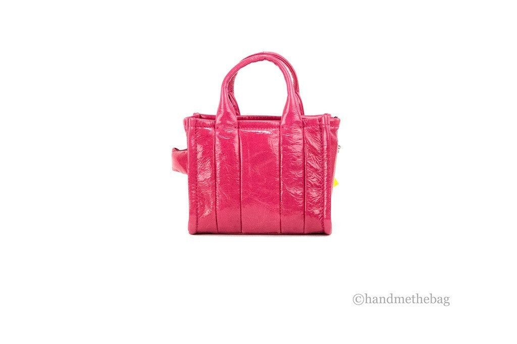 Marc Jacobs The Shiny Crinkle Micro Tote Magenta Leder Crossbody Bag Handtasche