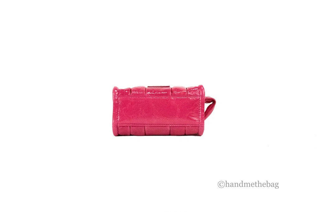 Marc Jacobs The Shiny Crinkle Micro Tote Magenta Leder Crossbody Bag Handtasche