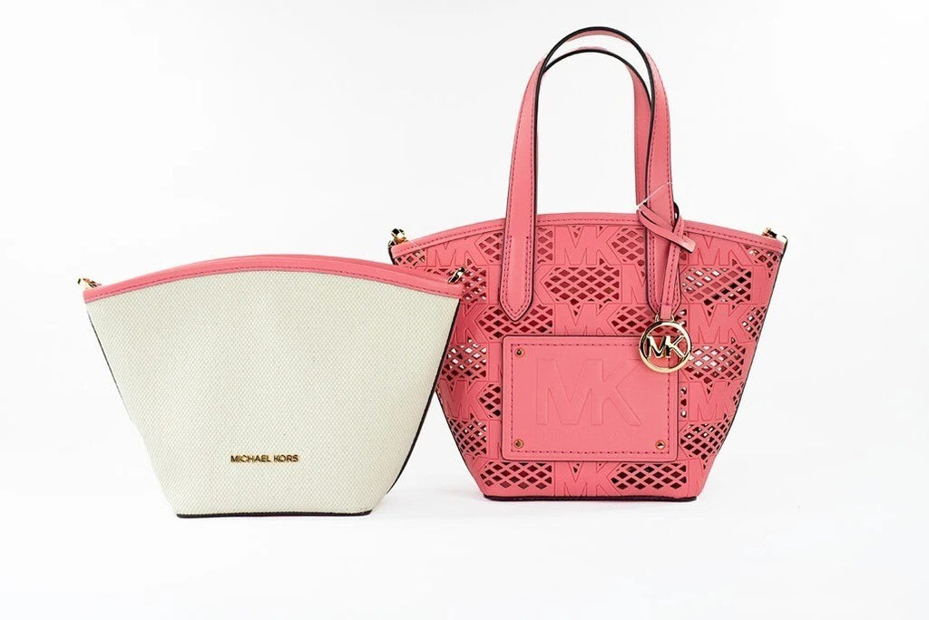Michael Kors Kimber Small Tea Rose Leather 2-in-1 Zip Tote Shoulder Bag