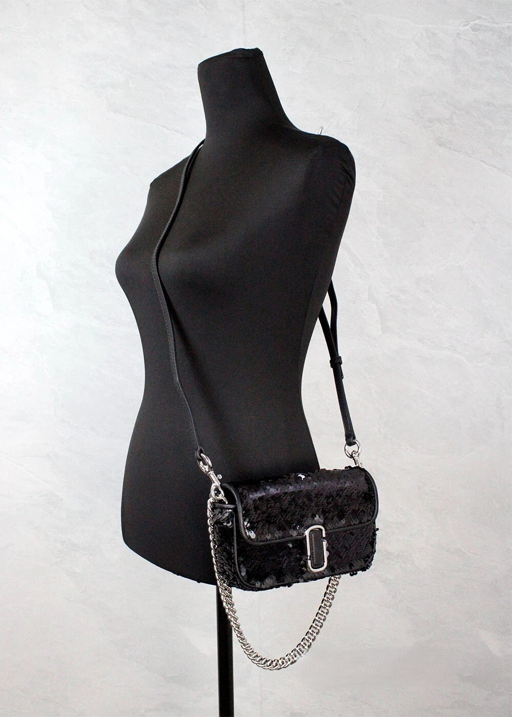 Marc Jacobs The Mini J Marc Schultertasche Schwarz Pailletten Umhängetasche
