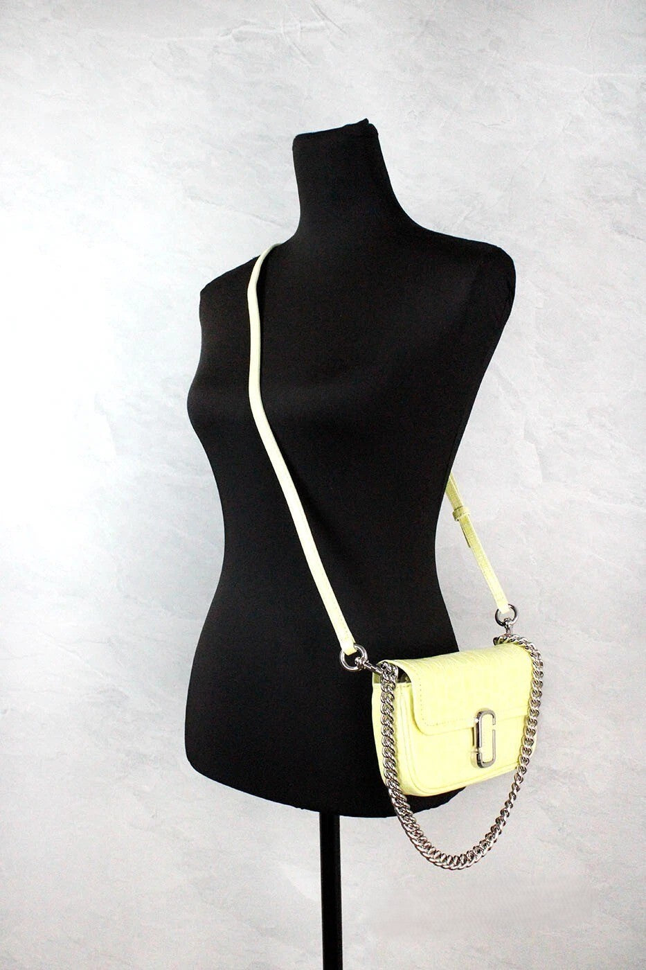 Marc Jacobs The Mini Shoulder Bag Yellow Embossed Leather Shoulder Bag