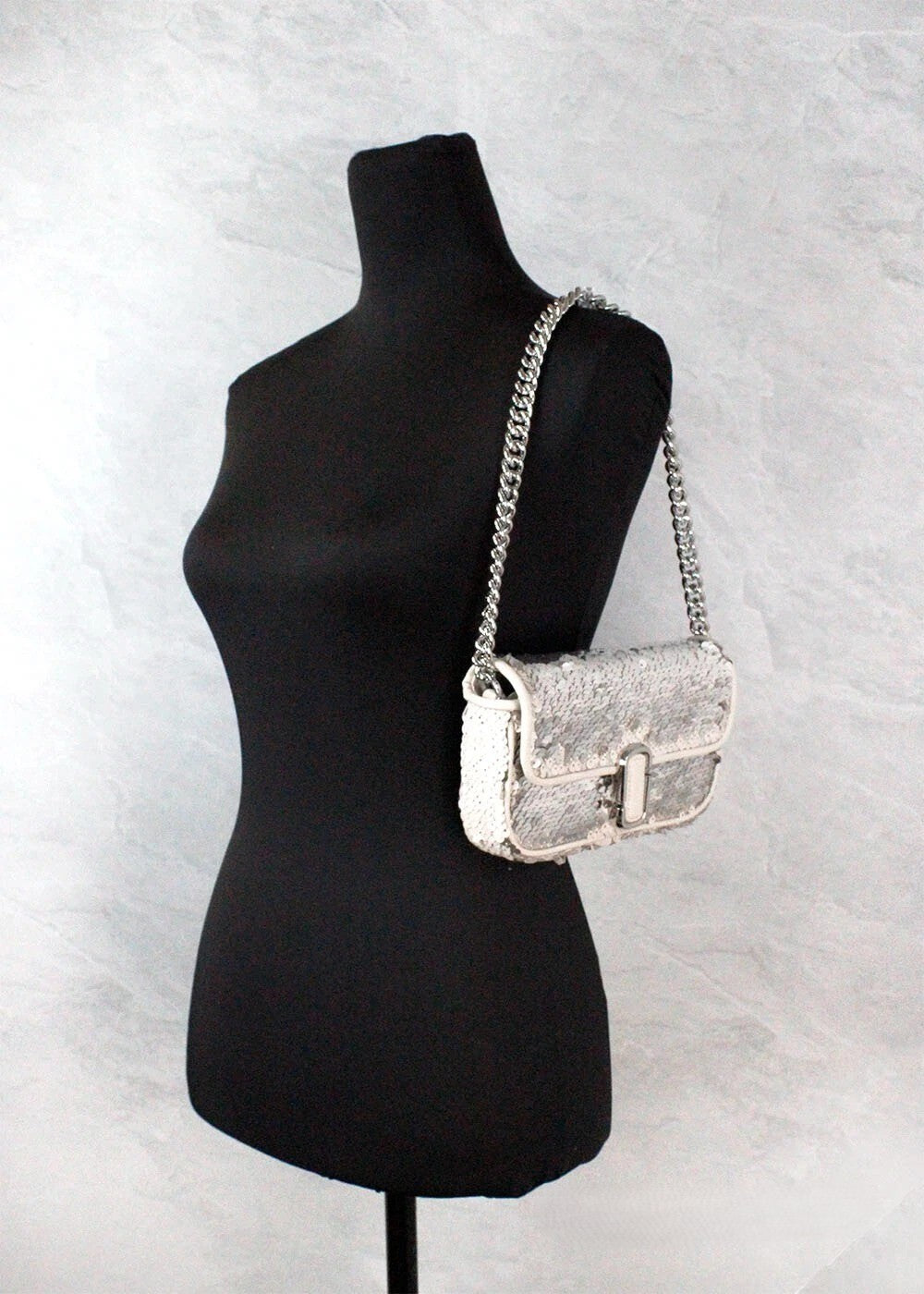 Marc Jacobs The Mini J Marc Shoulder Bag Cream Sequin Crossbody Bag