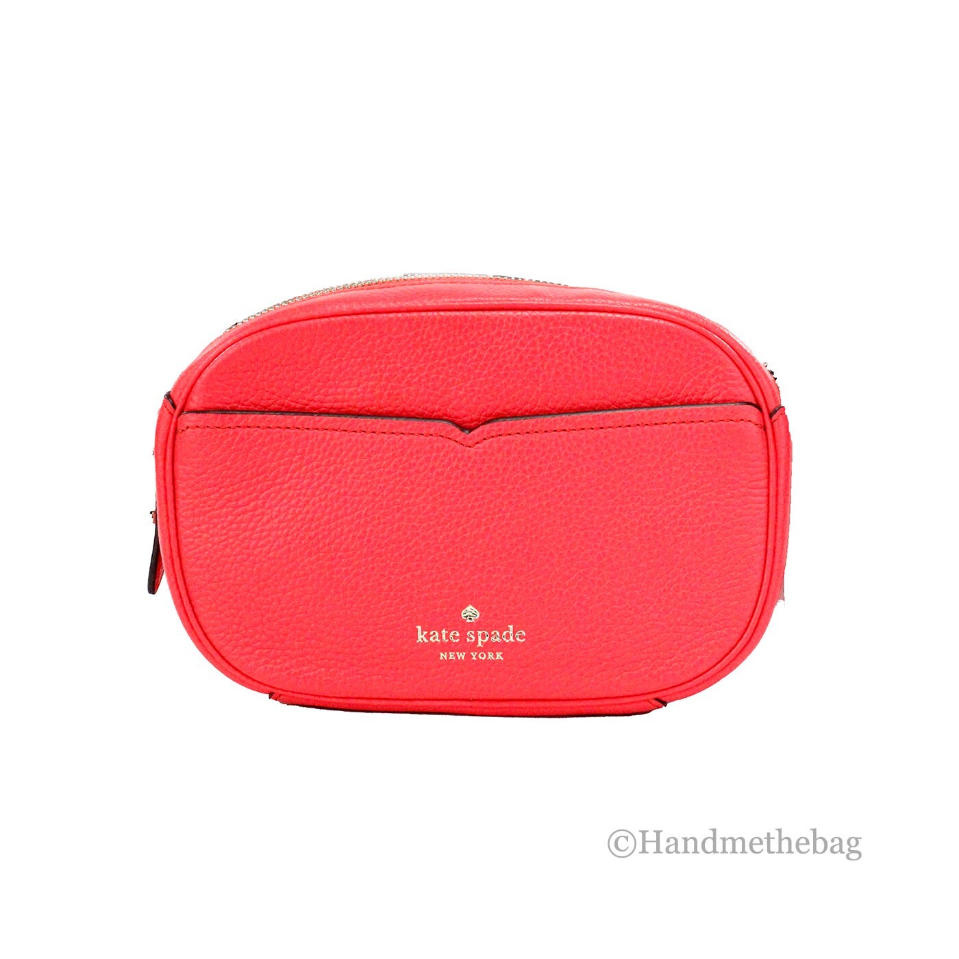 Kate Spade New York Damen Kourtney Kamera-Umhängetasche mit Reißverschluss aus genarbtem Leder (Stoplight)