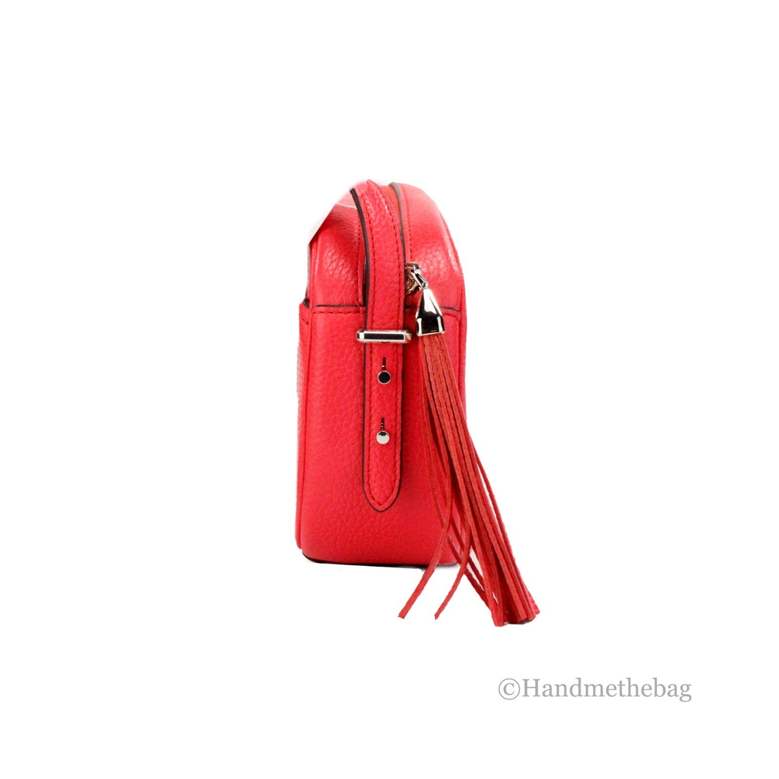 Kate Spade New York Damen Kourtney Kamera-Umhängetasche mit Reißverschluss aus genarbtem Leder (Stoplight)