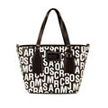 Marc Jacobs Kleine Schwarze und Weiße Monogramm-Print Saffiano Leder Tote Umhängetasche