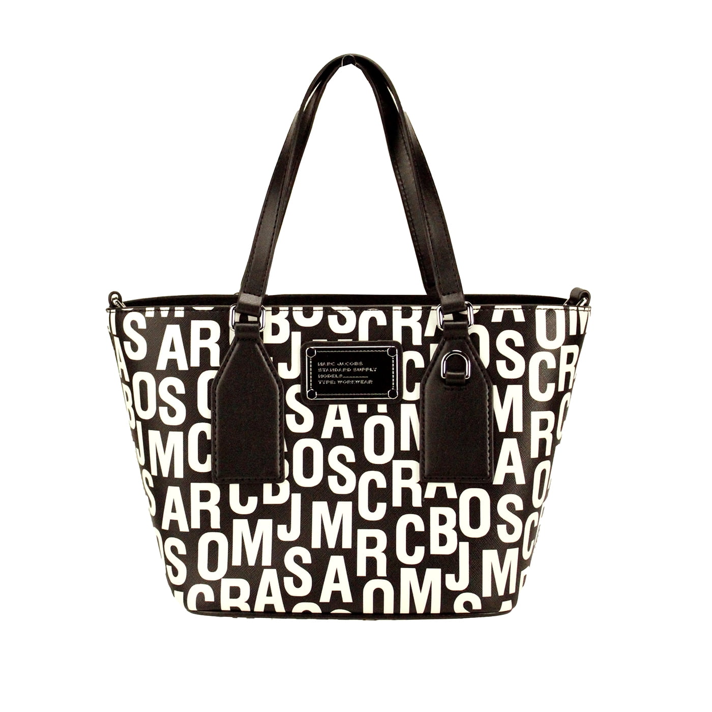 Marc Jacobs Kleine Schwarze und Weiße Monogramm-Print Saffiano Leder Tote Umhängetasche