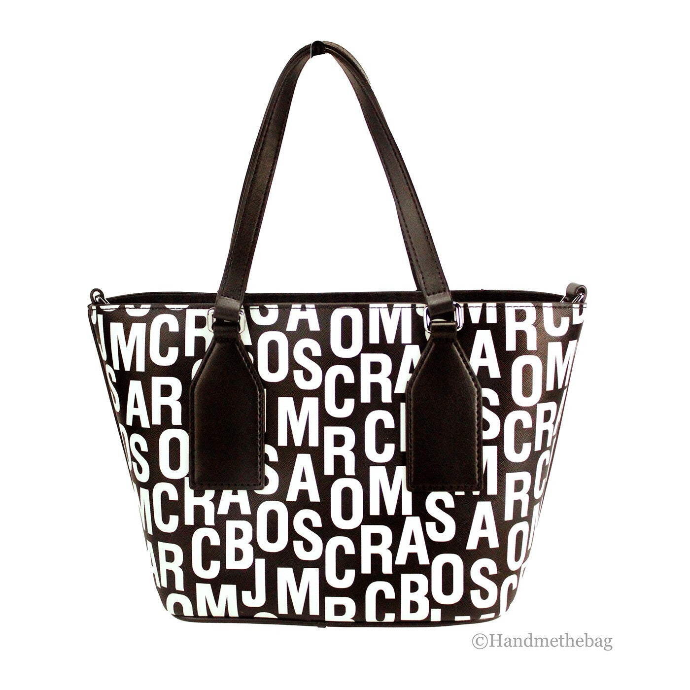Marc Jacobs Kleine Schwarze und Weiße Monogramm-Print Saffiano Leder Tote Umhängetasche