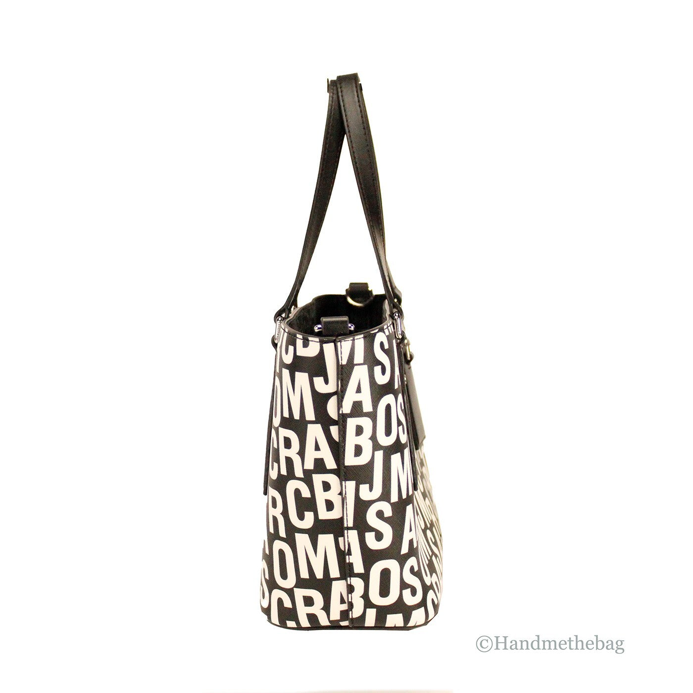 Marc Jacobs Kleine Schwarze und Weiße Monogramm-Print Saffiano Leder Tote Umhängetasche