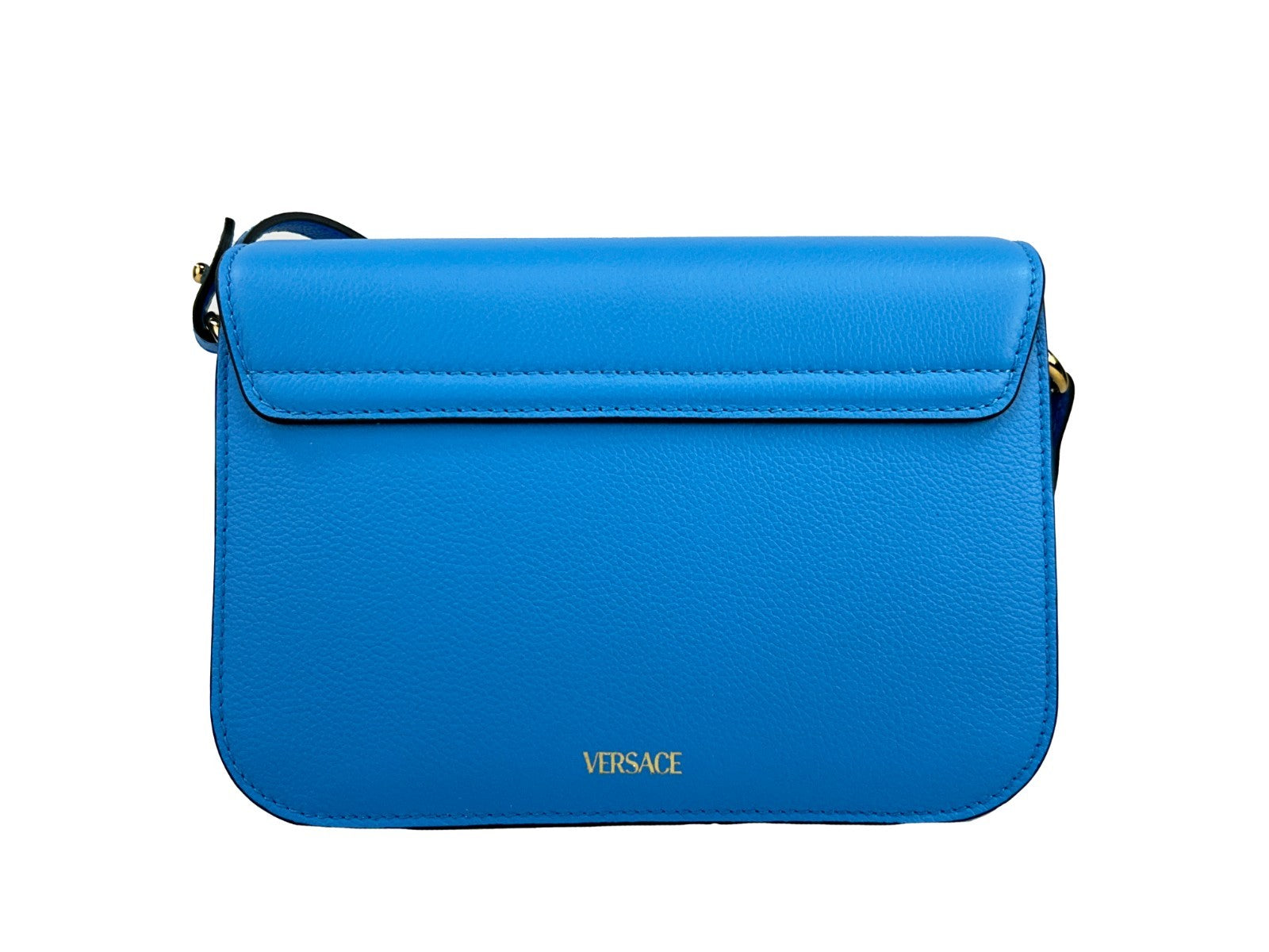 Versace La Medusa blue leather shoulder bag