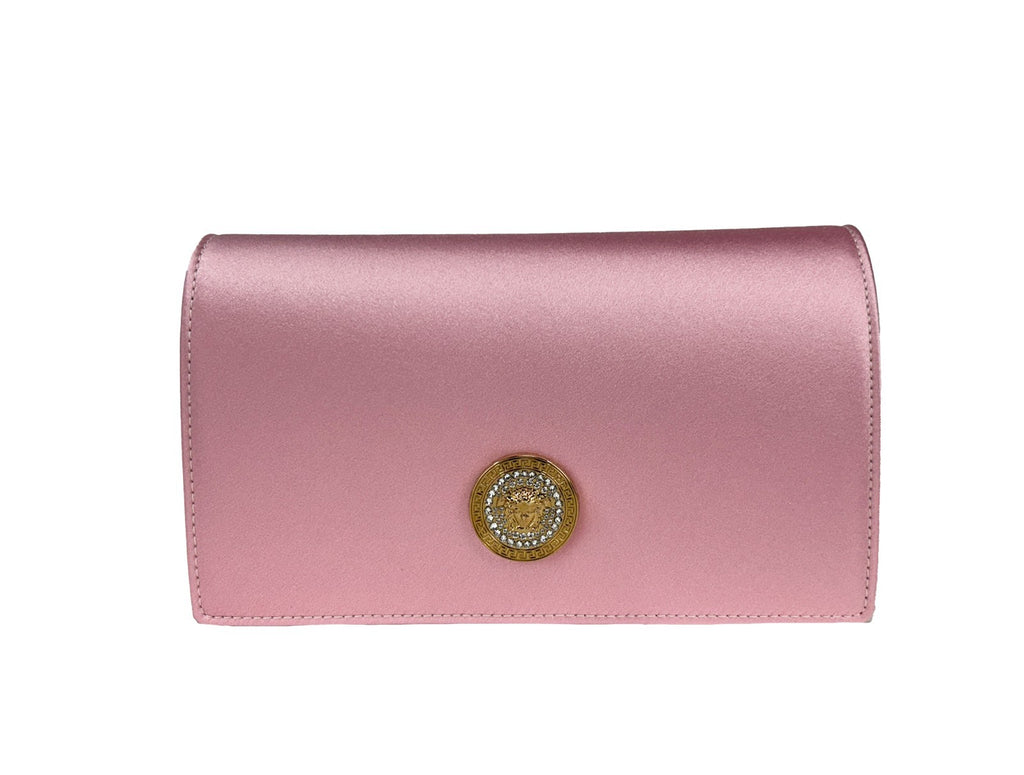 Versace Medusa Crystal Satin Mini Chain Shoulder Bag Handbag