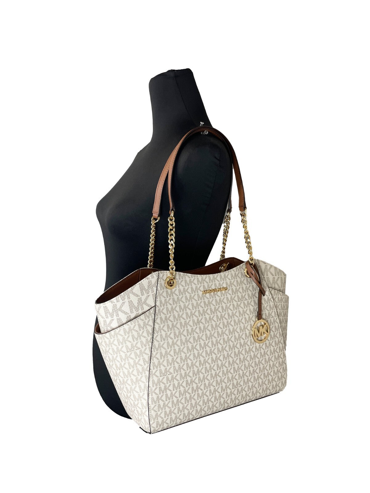 Michael Kors Jet Set Travel Large Logo Bag Vanilla