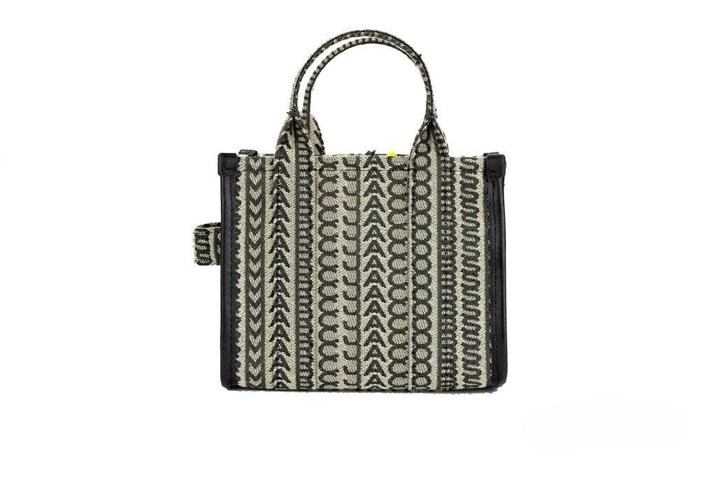 Marc Jacobs The Monogram Beige Mini Tote Handtasche aus gewebtem Jacquard-Canvas mit Schultergurt