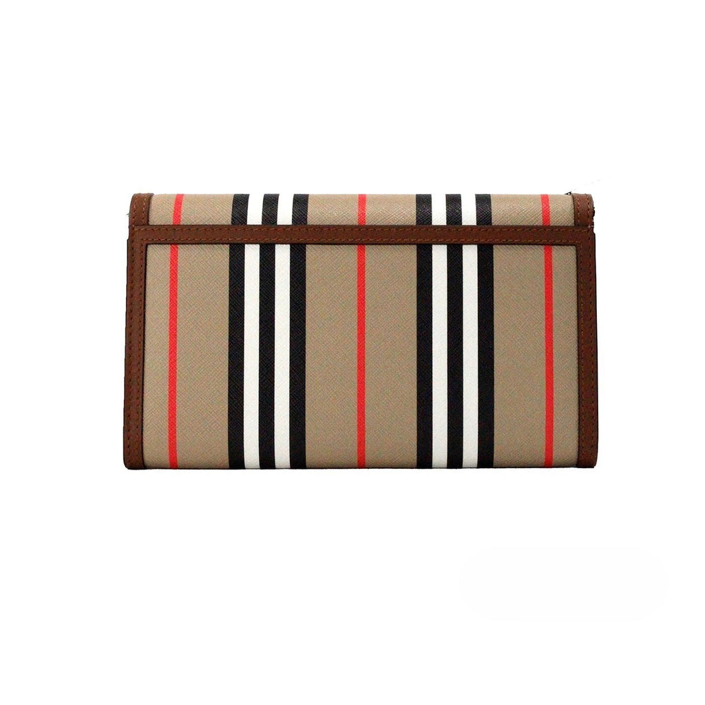 Burberry Hannah Icon Stripe Archive Tan E-Canvas Leder Umhängetasche