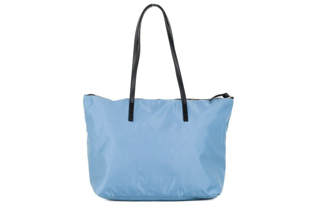 Versace Portuna Medusa Medium Top Handle Bag Cornflower Blue Nylon Leather