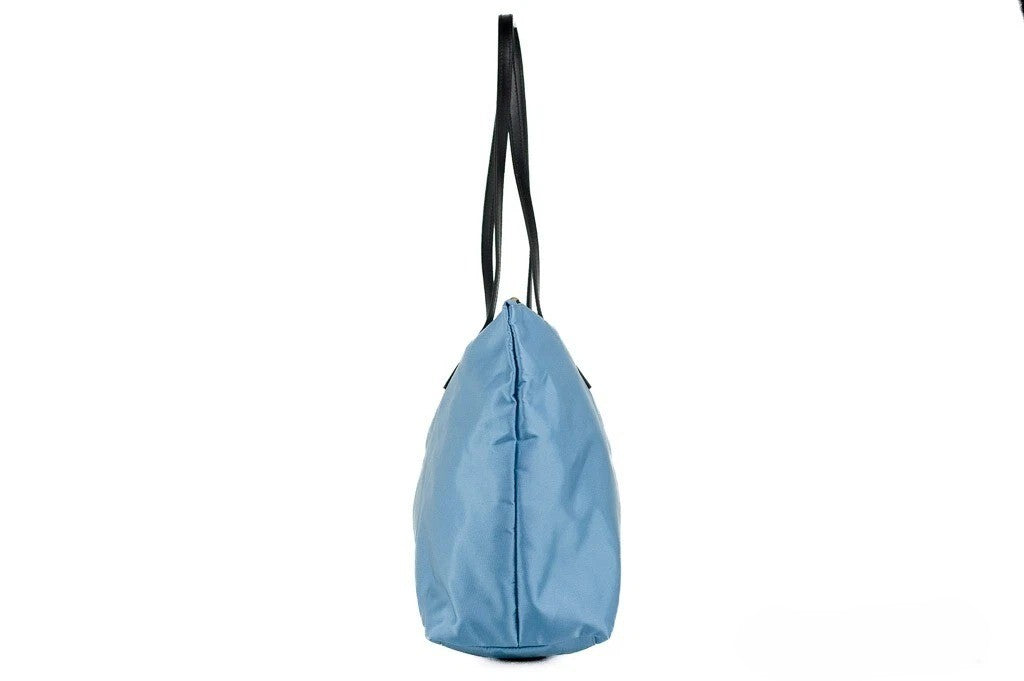 Versace Portuna Medusa Medium Top Handle Bag Cornflower Blue Nylon Leather