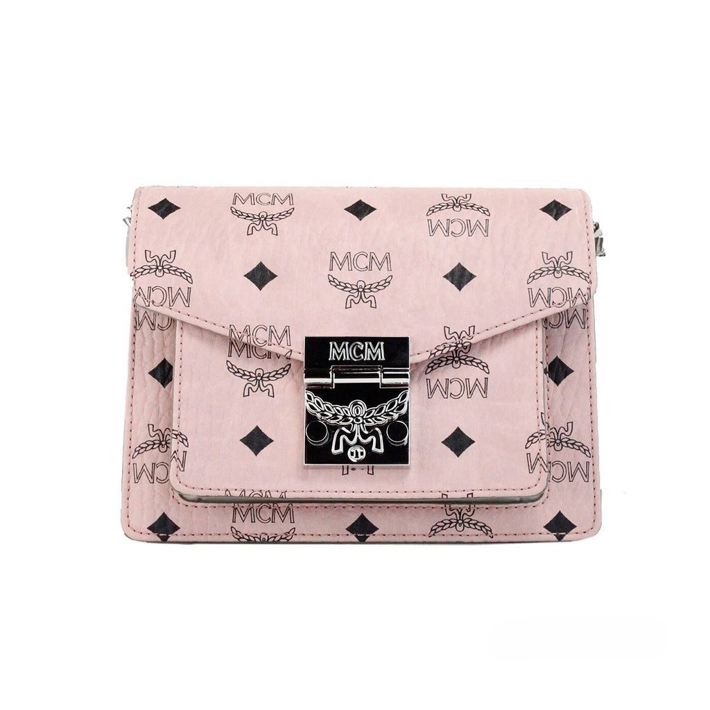 MCM Signature Patricia Leather Mini Flap Lock Shoulder Bag