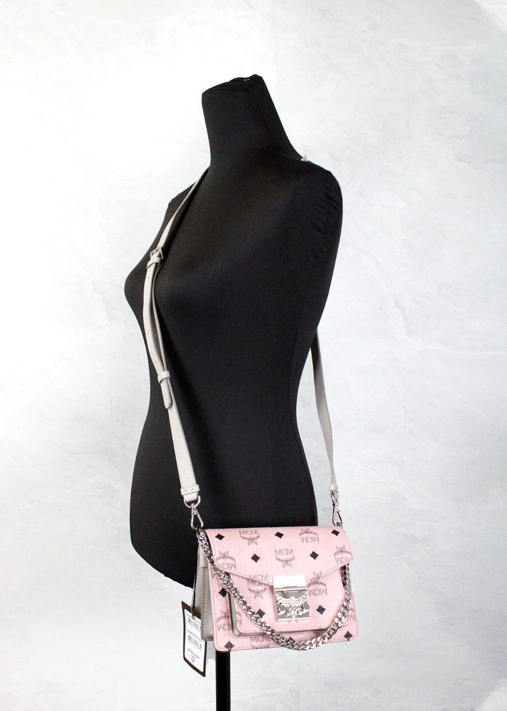 MCM Signature Patricia Leather Mini Flap Lock Shoulder Bag