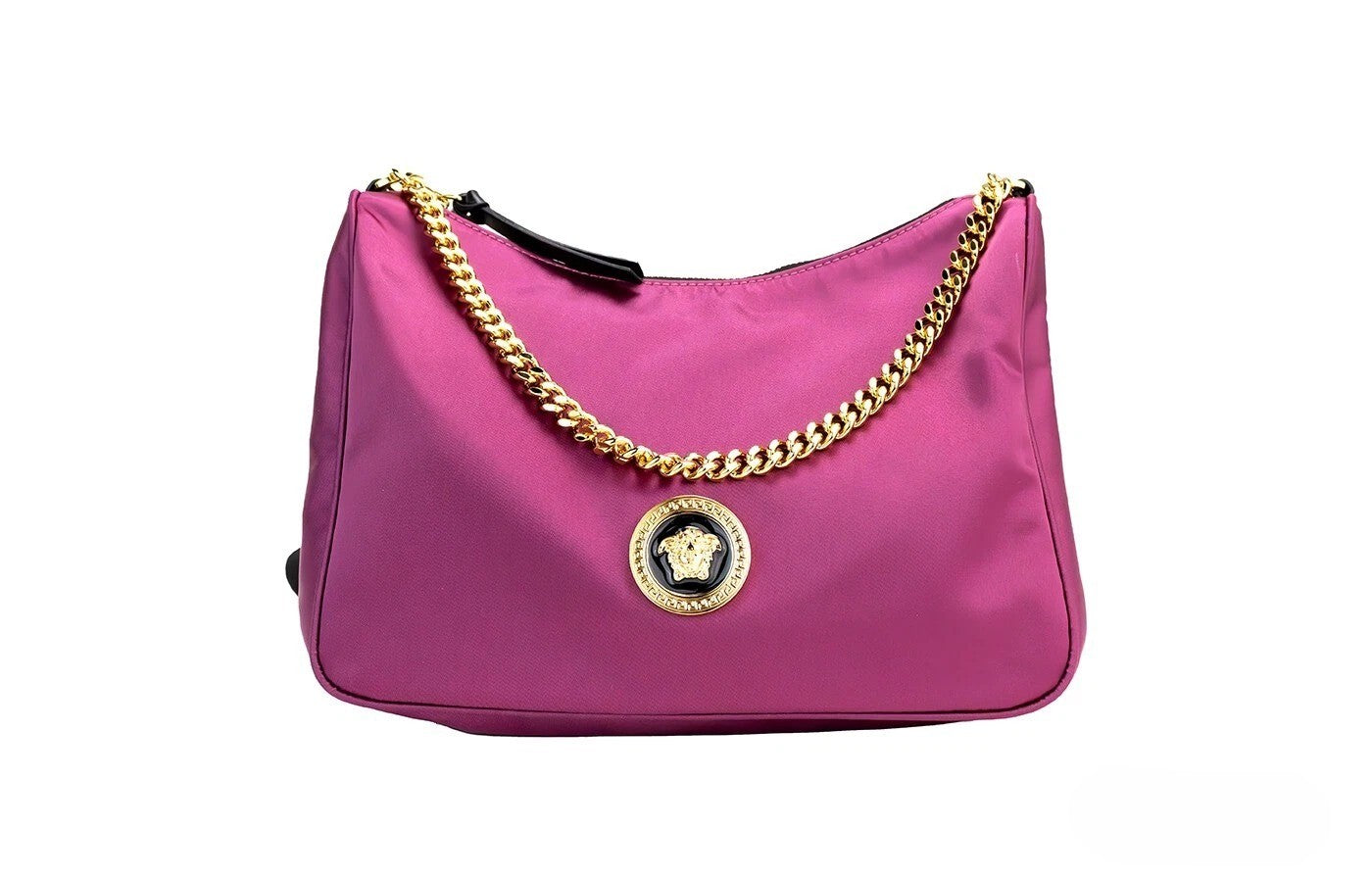 Versace Small Dahlia Nylon Fabric Medusa Charm Shoulder Bag