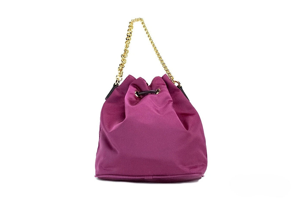 Versace Small Dahlia Nylon Medusa Charm Bucket Chain Shoulder Bag Handbag