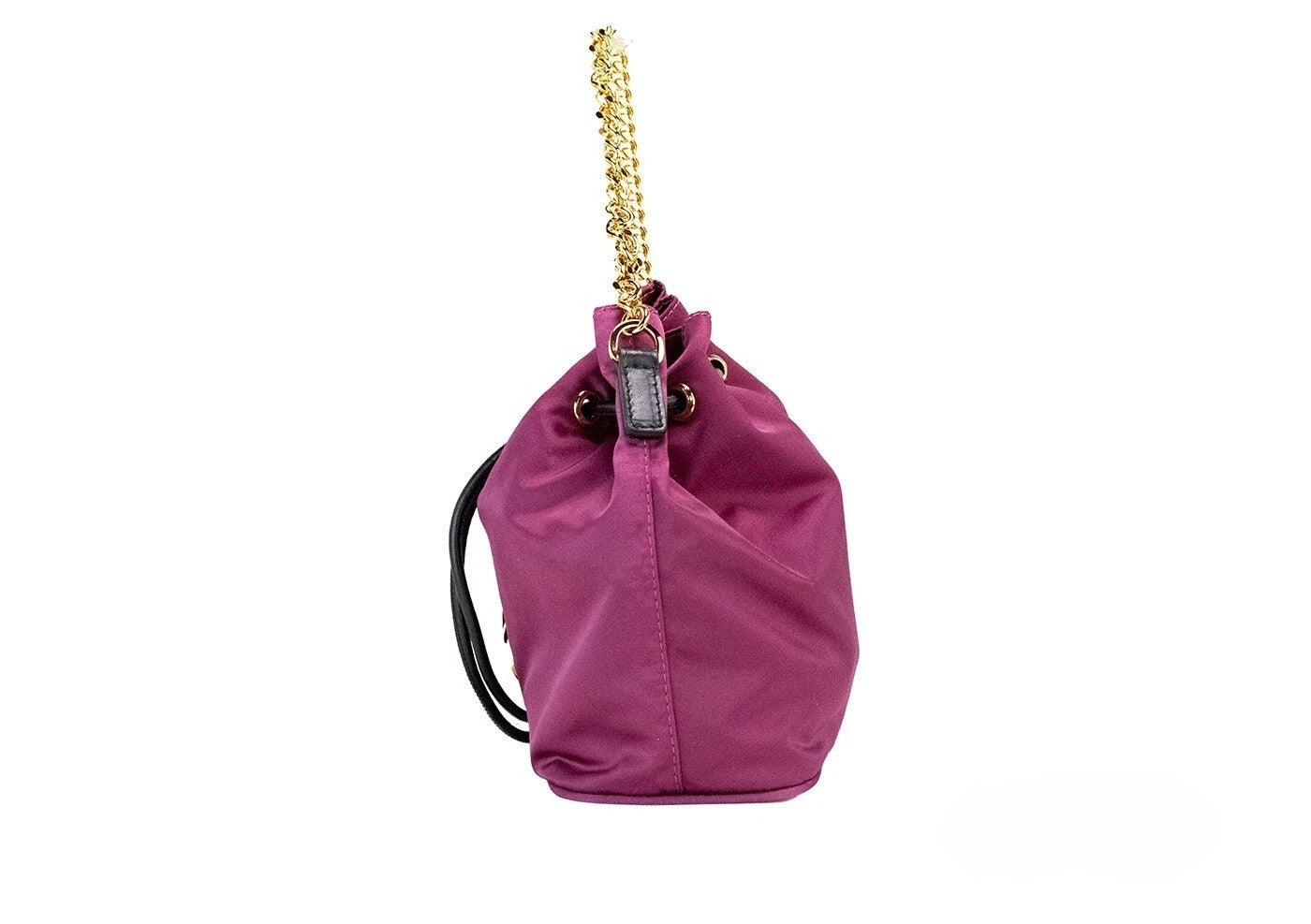 Versace Small Dahlia Nylon Medusa Charm Bucket Chain Shoulder Bag Handbag