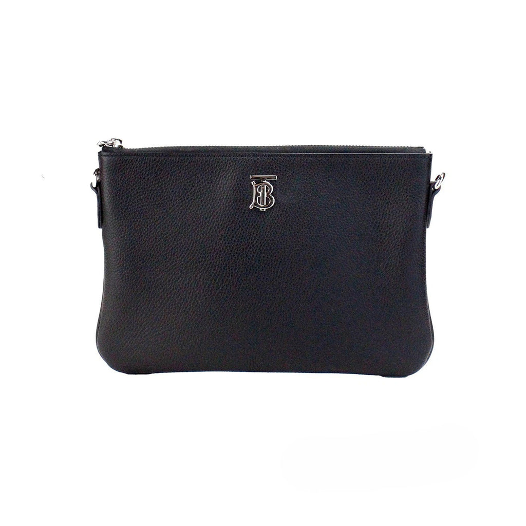 Burberry Peyton Monogram Leder Pochette Umhängetasche Schwarz