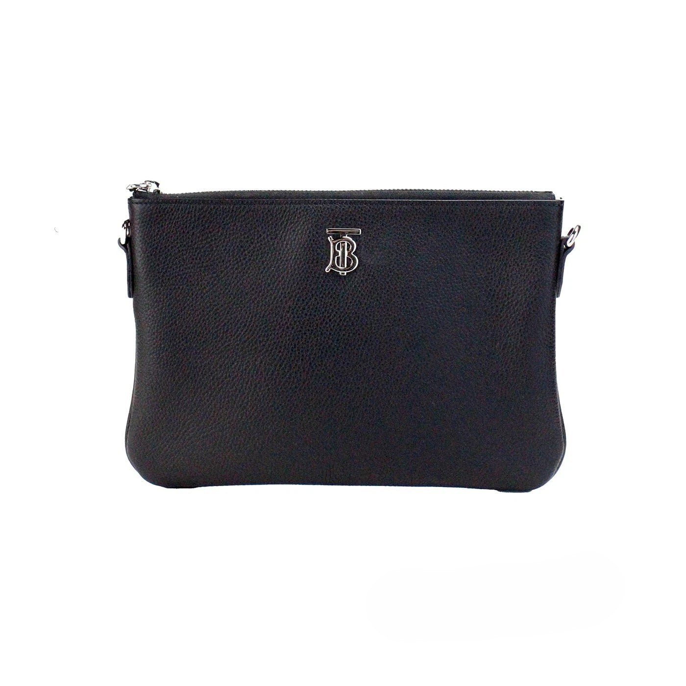 Burberry Peyton Monogram Leder Pochette Umhängetasche Schwarz