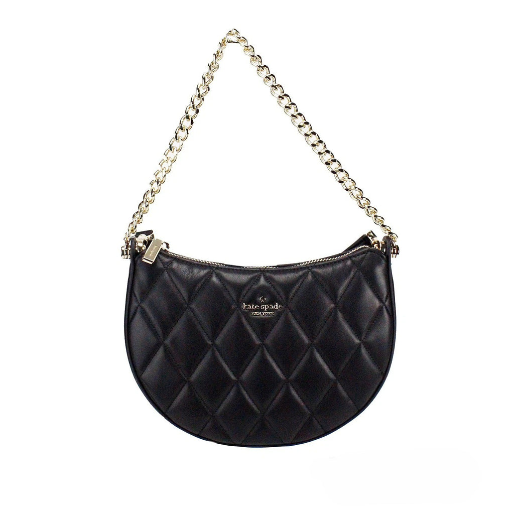 Kate Spade Carey Small Black Quilted Leather Crossbody Bag with Zipper