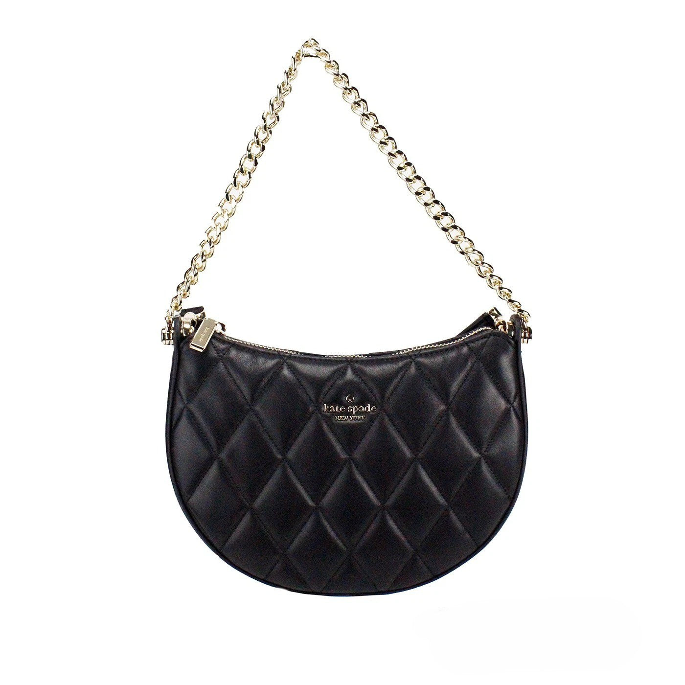 Kate Spade Carey Small Black Quilted Leather Crossbody Bag with Zipper