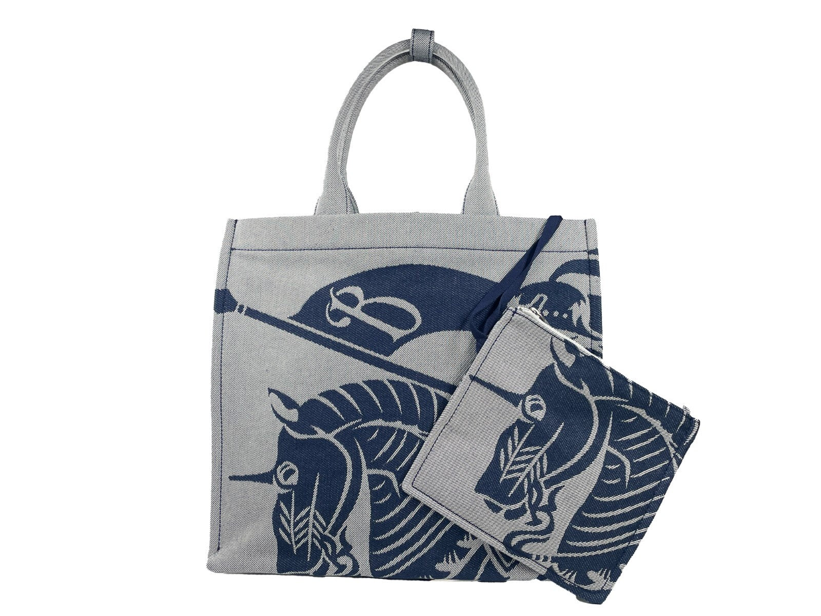 Burberry Navy EKD Canvas Tote Bag with Coin Purse