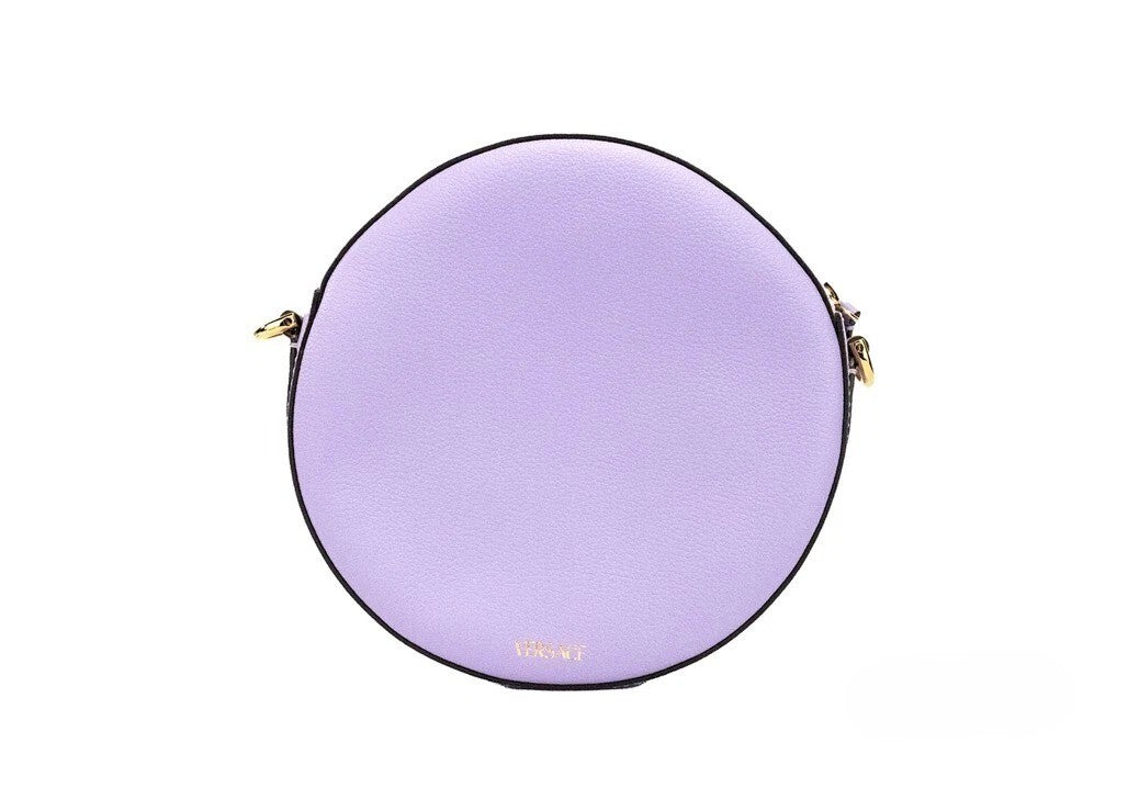 Versace Round Disco Flieder Leder Camera Case Umhängetasche Handtasche
