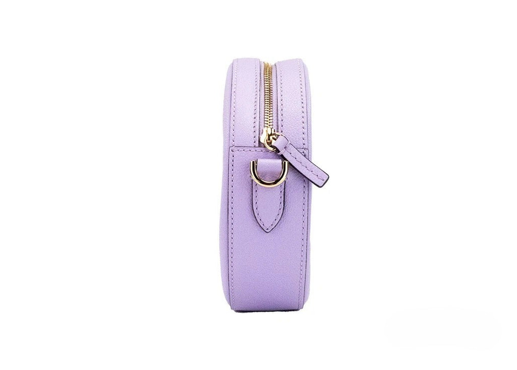 Versace Round Disco Flieder Leder Camera Case Umhängetasche Handtasche