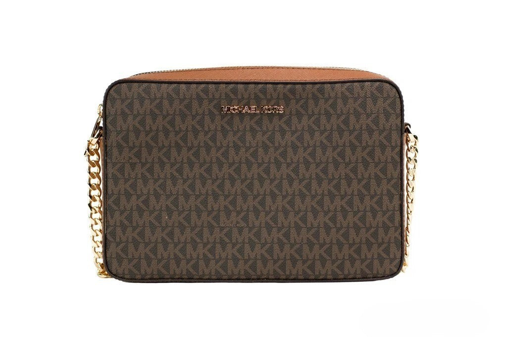 Michael Kors Damen Jet Set East West Umhängetasche Saffiano, Braun Gold, Groß