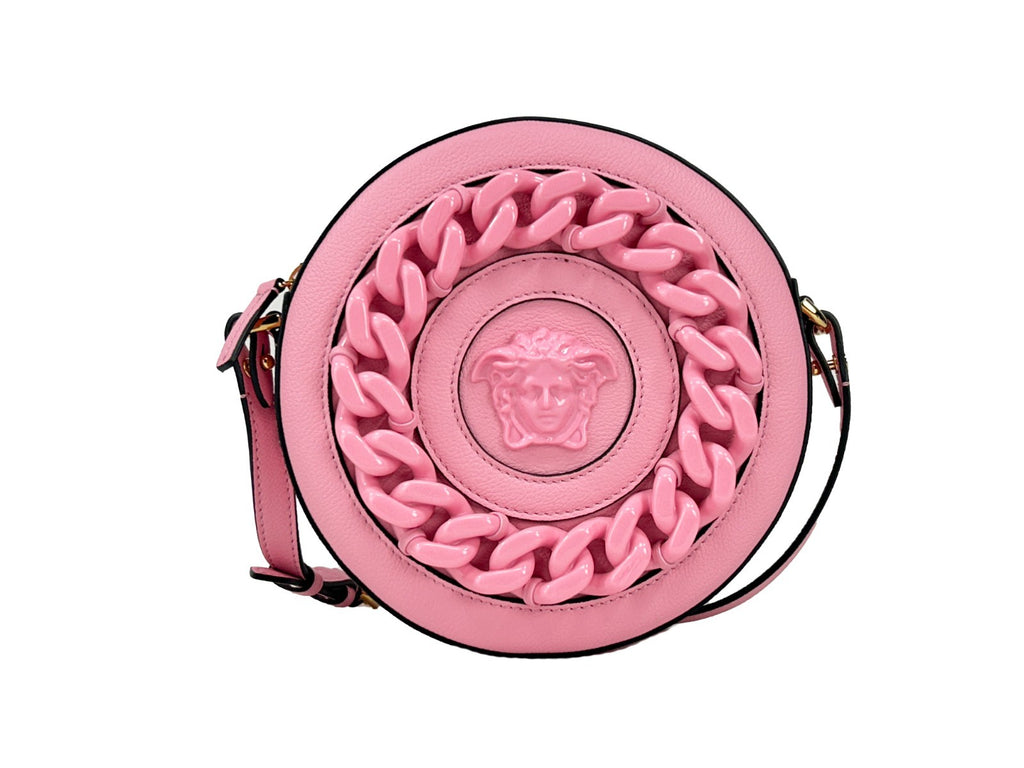 Versace Round Disco Leather Camera Crossbody Bag