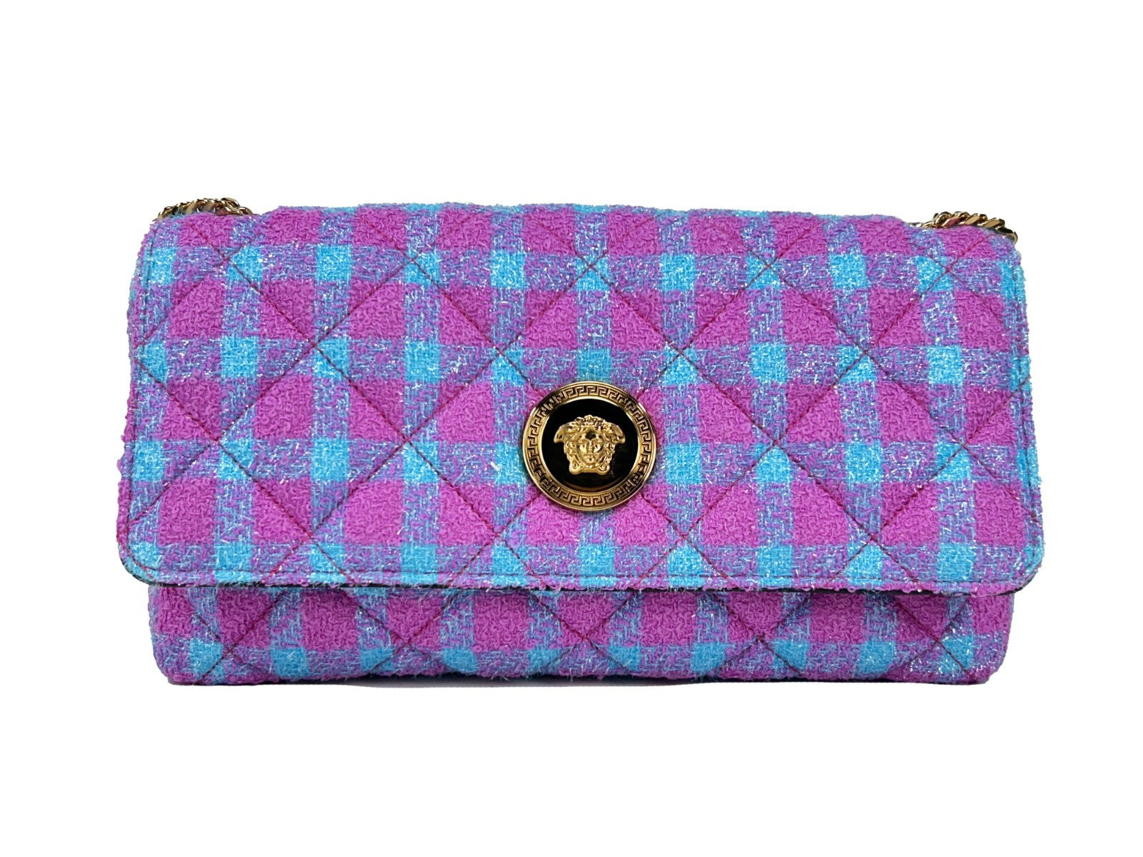 Versace Schultertasche aus Wolle und Lurex, mittelgroß