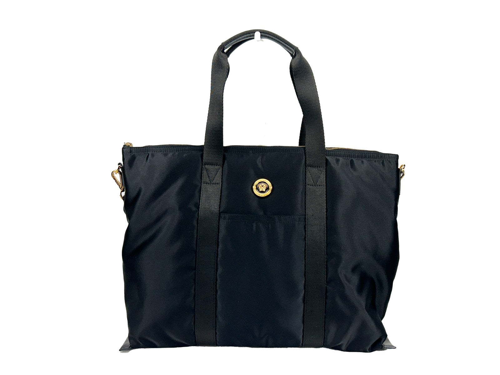 Versace Schwarze Nylon La Medusa Schultertasche