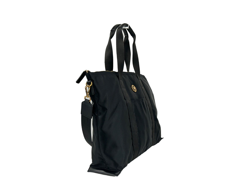 Versace Schwarze Nylon La Medusa Schultertasche