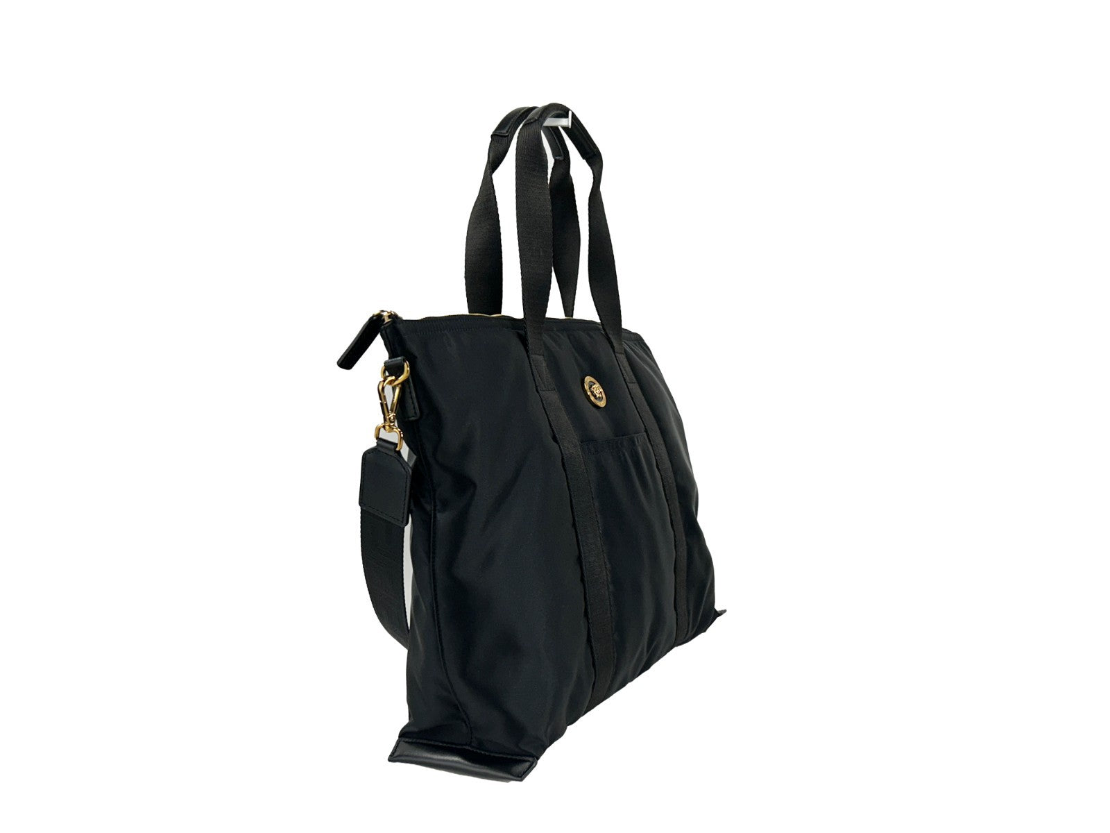 Versace Schwarze Nylon La Medusa Schultertasche