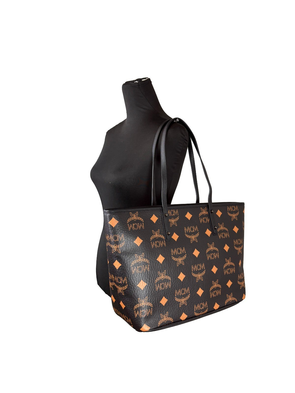 MCM Aren Schwarze Leder Schultertasche