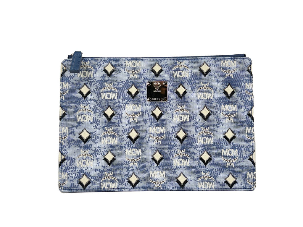 MCM Aren Flat Pouch Denim Umhängetasche