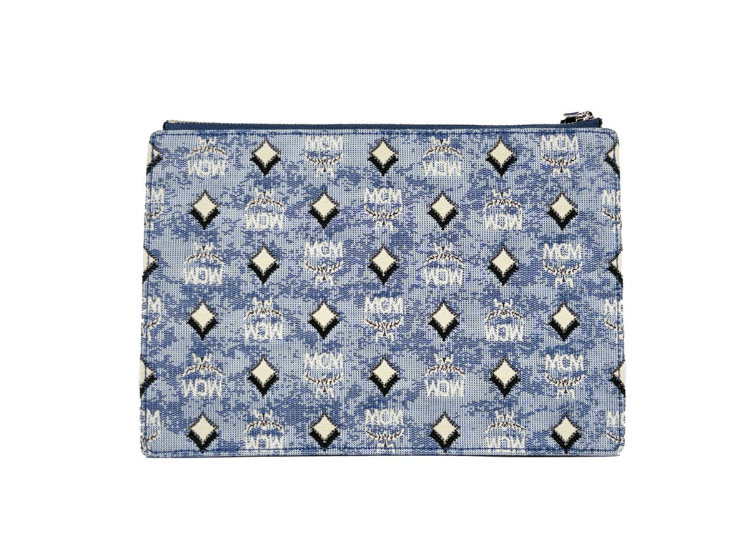 MCM Aren Flat Pouch Denim Umhängetasche