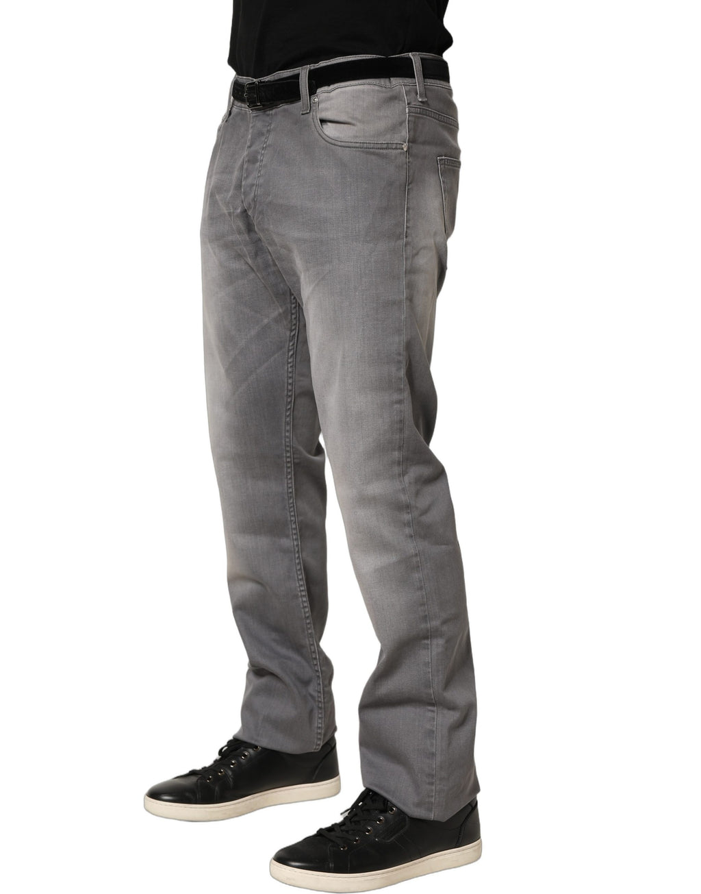 GF Ferre Graue, gewaschene Straight Leg Jeans für Herren mit mittlerer Leibhöhe