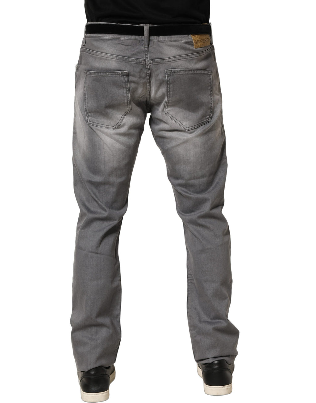 GF Ferre Graue, gewaschene Straight Leg Jeans für Herren mit mittlerer Leibhöhe